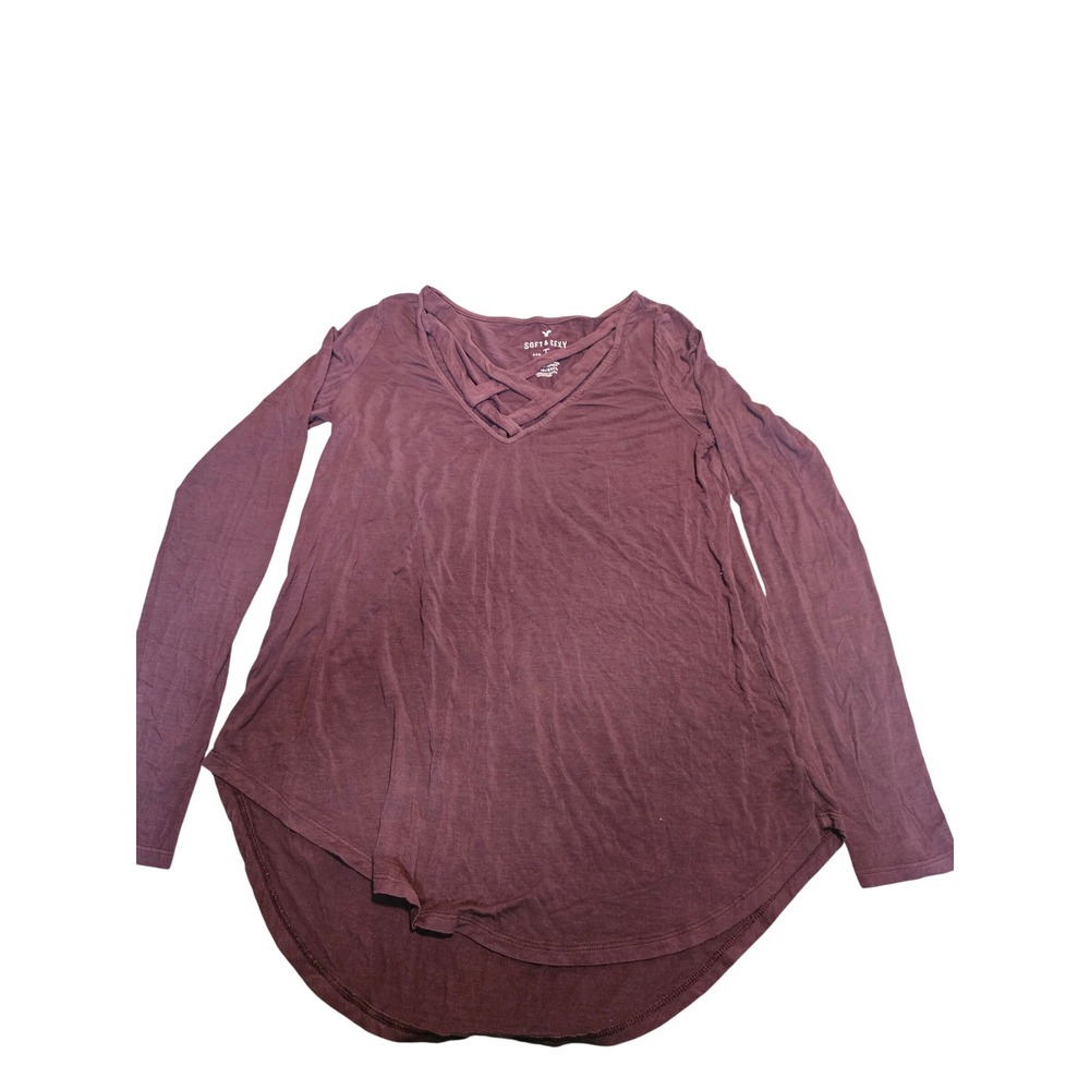 American Eagle Outfitters Soft & Sexy Burgundy Criss Cross V Neck Long‎